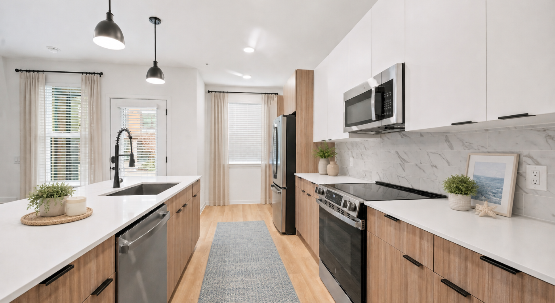 well lit kitchen