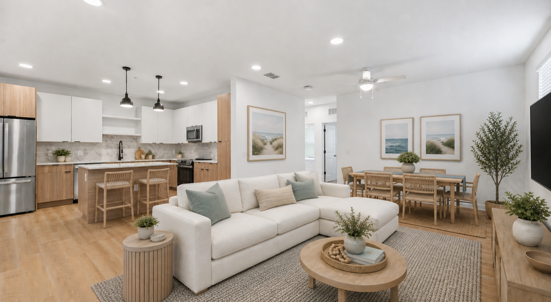 well lit living area